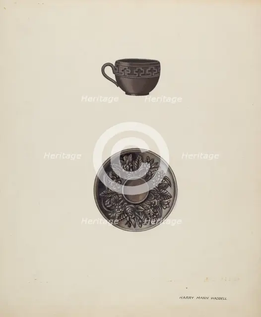 Small Cup and Saucer, c. 1937. Creator: Harry Mann Waddell.