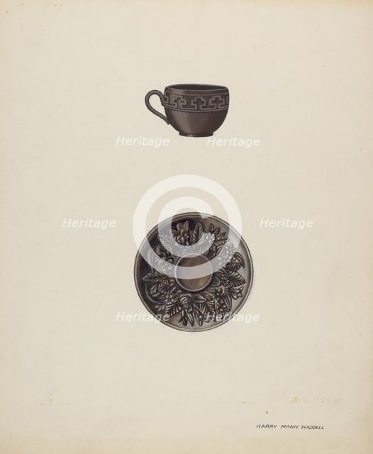 Small Cup and Saucer, c. 1937. Creator: Harry Mann Waddell.