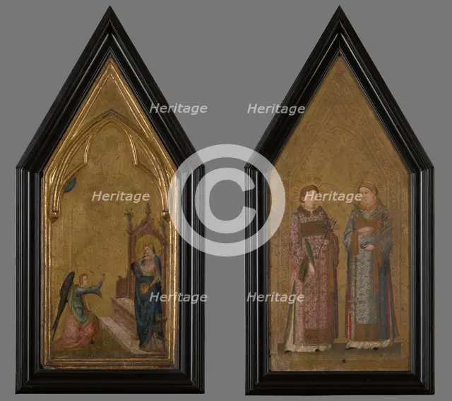 Small Altar-Annunciation (Obverse), Saints Lawrence and Stephen (Reverse), between 1310-1320. Creator: Master of the Saint George Codex.