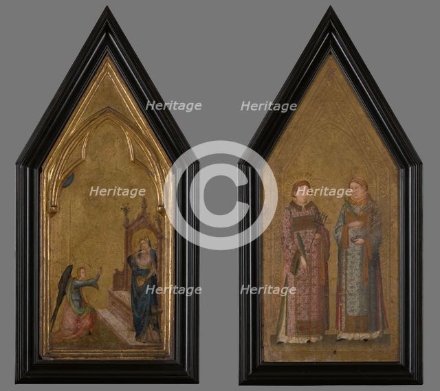 Small Altar-Annunciation (Obverse), Saints Lawrence and Stephen (Reverse), between 1310-1320. Creator: Master of the Saint George Codex.