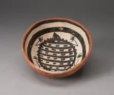 Small Bowl with an Abstract Insect or Animal Painted in Interior, A.D. 950/1150. Creator: Unknown