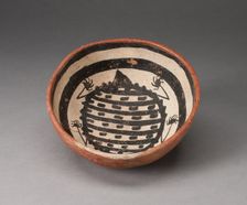 Small Bowl with an Abstract Insect or Animal Painted in Interior, A.D. 950/1150. Creator: Unknown