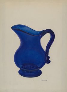 Small Blue Milk Pitcher, c. 1941. Creator: Chris Makrenos