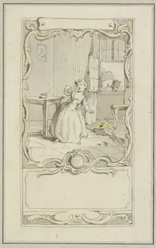 Small girl standing at a table, 18th century. Creator: Hubert Francois Gravelot