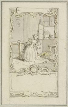 Small girl standing at a table, 18th century. Creator: Hubert Francois Gravelot