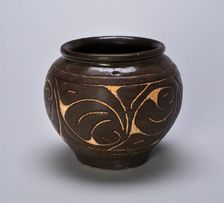 Small Globular Jar with Rolled Lip and Stylized Leaves, Jin dynasty (1115-1234). Creator: Unknown