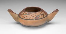Small Double Spout Bowl with Repeated Curving Motif, c. A.D. 500/700. Creator: Unknown