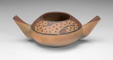 Small Double Spout Bowl with Repeated Curving Motif, c. A.D. 500/700. Creator: Unknown