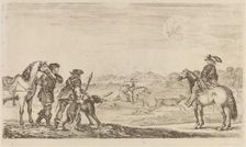 Small Deer Chased by a Cavalier. Creator: Stefano della Bella