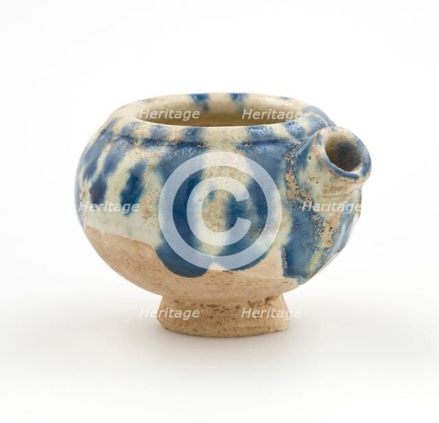 Small ewer with blue streaks, date unknown. Creator: Unknown.