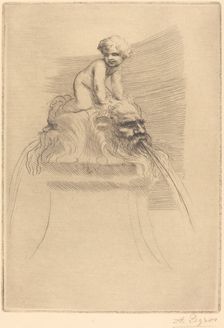 Small Fountain, Child Playing on the Grotesques (Petite fontaine, enfant qui joue surdes masques). Creator: Alphonse Legros