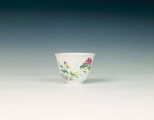 Small famille rose cup with peony and lillies, Qing dynasty, Yongzheng period, China, 1723-1735. Creator: Unknown
