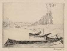 Small ferry-boats on the banks oft he Seine, c. 1858. Creator: Félix Bracquemond (French, 1833-1914)