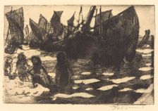 Small Fishing Boats of Berck (Petites Pêcheuses de Berck), 1897. Creator: Paul Albert Besnard