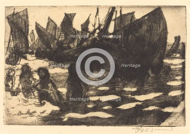 Small Fishing Boats of Berck (Petites Pêcheuses de Berck), 1897. Creator: Paul Albert Besnard.
