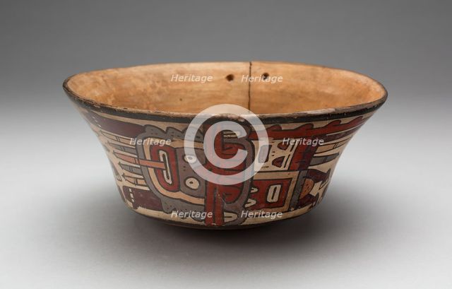 Small Flaring Bowl Depicting Costumed Ritual Performers [Cracked], 180 B.C./A.D. 500. Creator: Unknown.