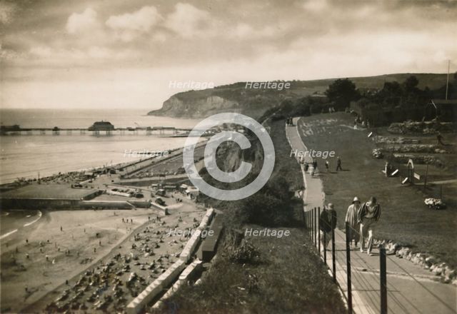 'Small Hope Bay and Shanklin Pier, I.W., from Cliff Walk', c1920. Creator: Unknown.