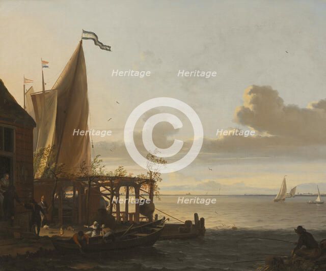 Small Harbour near a Tavern, mid-17th-early 18th century. Creator: Ludolf Bakhuizen.