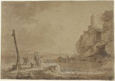 Small Harbor Beneath Cliffs, n.d. Creator: Charles Eschard