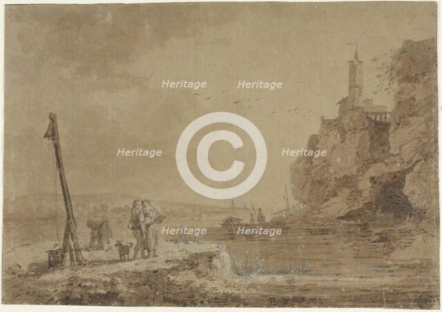 Small Harbor Beneath Cliffs, n.d. Creator: Charles Eschard.