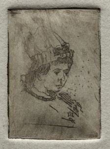 Small Head with Mob Cap, 1878. Creator: Otto H. Bacher (American, 1856-1909)