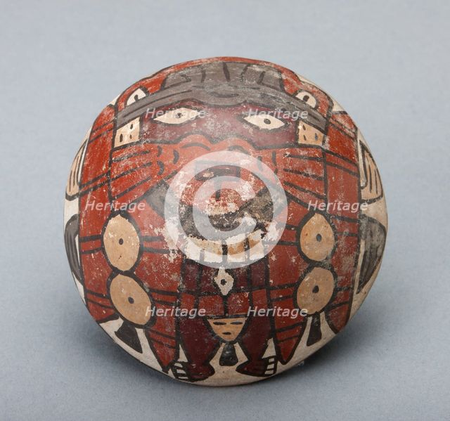 Small Hemispherical Bowl or Cover Depicting a Masked Performer, 180 B.C./A.D. 500. Creator: Unknown.