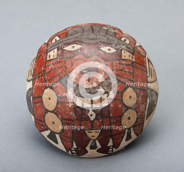 Small Hemispherical Bowl or Cover Depicting a Masked Performer, 180 B.C./A.D. 500. Creator: Unknown.