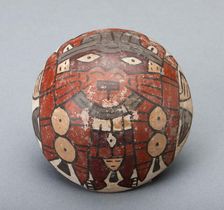 Small Hemispherical Bowl or Cover Depicting a Masked Performer, 180 B.C./A.D. 500. Creator: Unknown