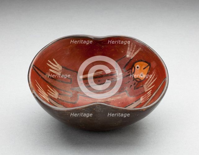 Small Inset Side Bowl Depicting a Pair of Lizards in the Interior, 180 B.C./A.D. 500. Creator: Unknown.