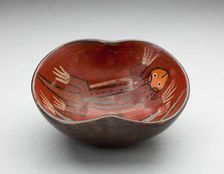 Small Inset Side Bowl Depicting a Pair of Lizards in the Interior, 180 B.C./A.D. 500. Creator: Unknown