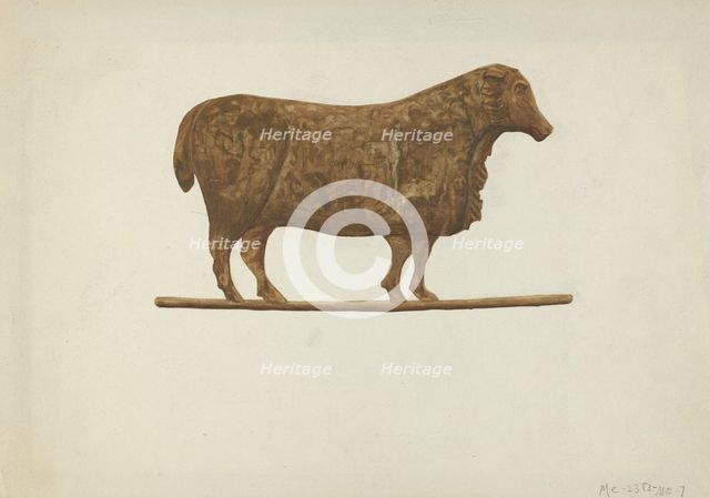 Small Sheep Weather Vane, 1935/1942. Creator: Mildred E Bent.