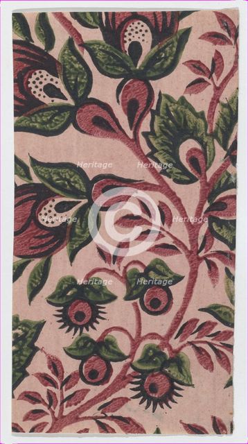 Small sheet with overall floral pattern, late 18th-mid-19th century., late 18th-mid-19th century. Creator: Anon.