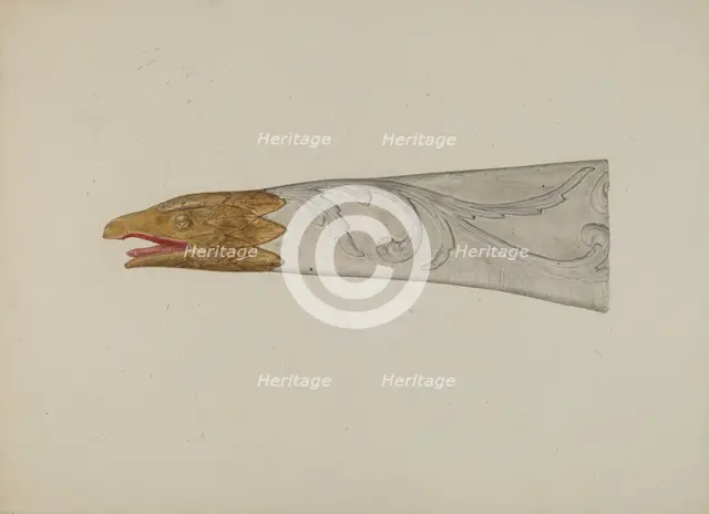 Small Ship's Billet Head, c. 1939. Creator: Alfred H. Smith.