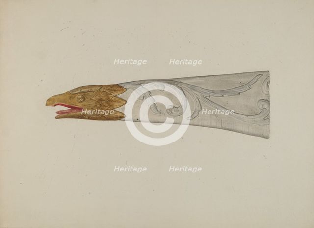Small Ship's Billet Head, c. 1939. Creator: Alfred H. Smith.