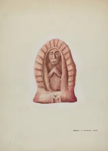 Small Statue of Guadalupe Cut in Stone, c. 1937. Creator: Majel G. Claflin