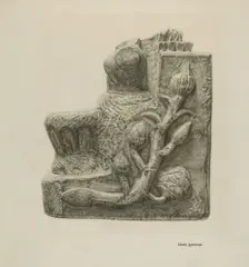 Small Stone Fountain, c. 1942. Creator: Ursula Lauderdale