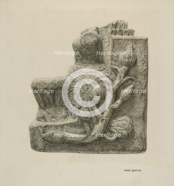 Small Stone Fountain, c. 1942. Creator: Ursula Lauderdale.