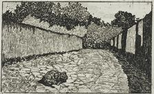 Small Street on the Outskirts of Florence with Puppy, 1870-75. Creator: Giovanni Fattori