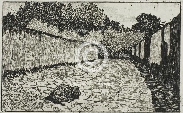 Small Street on the Outskirts of Florence with Puppy, 1870-75. Creator: Giovanni Fattori.