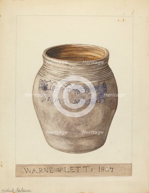 Small Pot, c. 1953. Creator: Yolande Delasser.
