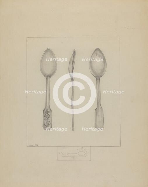 Small Pewter Spoon, c. 1936. Creator: Henry Meyers.