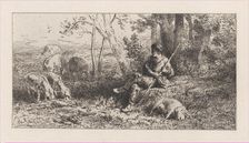 Small Pig Herd, 1864. Creator: Charles Emile Jacque