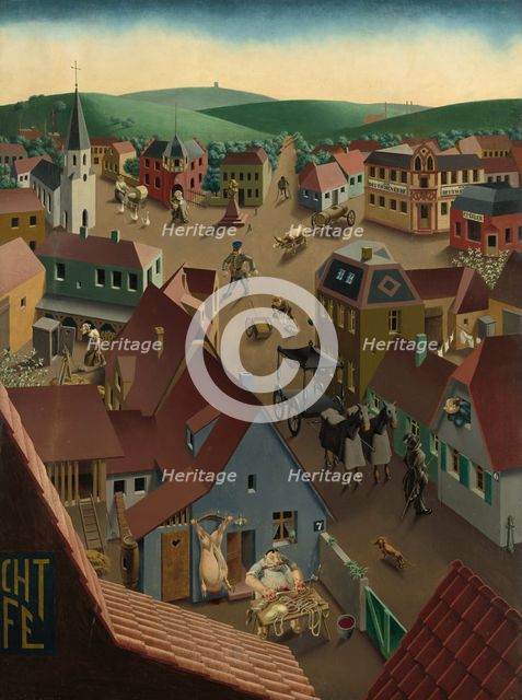 Small Town by Day (Badische Kleinstadt bei Tage), 1922-1923. Creator: Scholz, Georg (1890-1945).