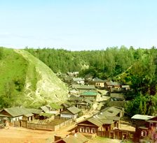 Small town of Vershiny near the city of Tobolsk, 1912. Creator: Sergey Mikhaylovich Prokudin-Gorsky