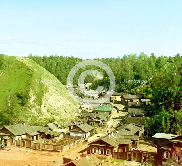 Small town of Vershiny near the city of Tobolsk, 1912. Creator: Sergey Mikhaylovich Prokudin-Gorsky.