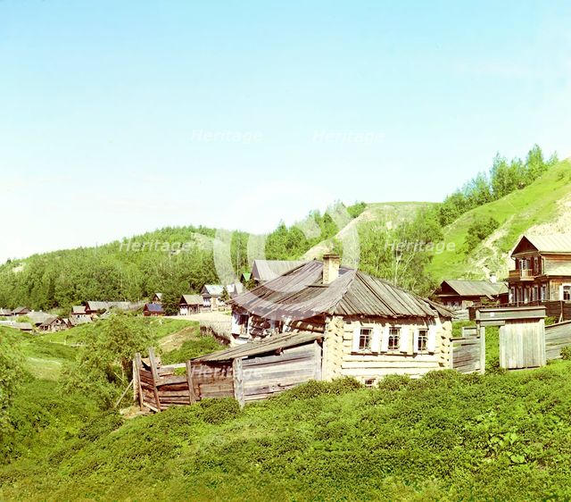 Small town of Vershiny near the city of Tobolsk, 1912. Creator: Sergey Mikhaylovich Prokudin-Gorsky.