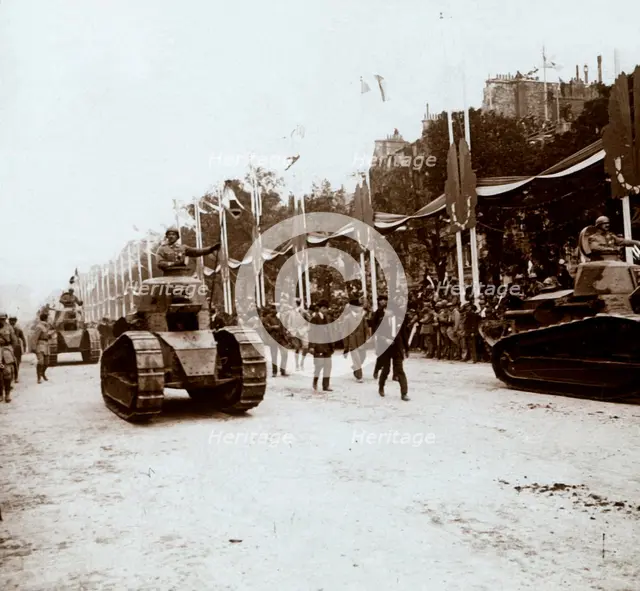 Small tanks, victory parade, Paris, France, c1918-c1919. Artist: Unknown.