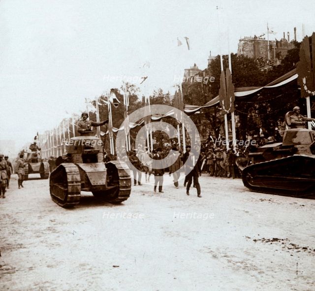 Small tanks, victory parade, Paris, France, c1918-c1919. Artist: Unknown.