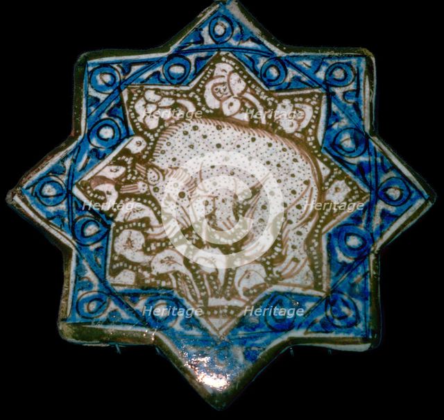 Small tile with a spotted hyena or bear, 13th century. Artist: Unknown