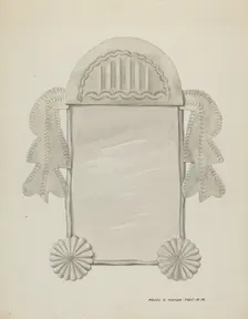 Small Tin Framed Mirror, c. 1937. Creator: Majel G. Claflin